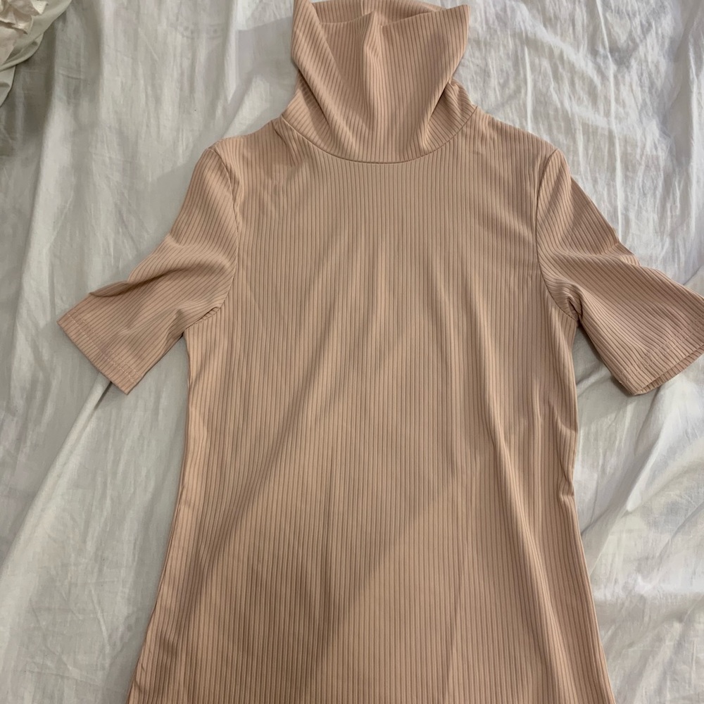 Blush Pink Turtle Neck Short Sleeve